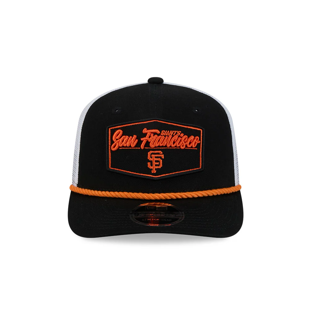 New Era 9Seventy San Francisco Giants Snapback Trucker Pitch Hat - Black, White - Image 2