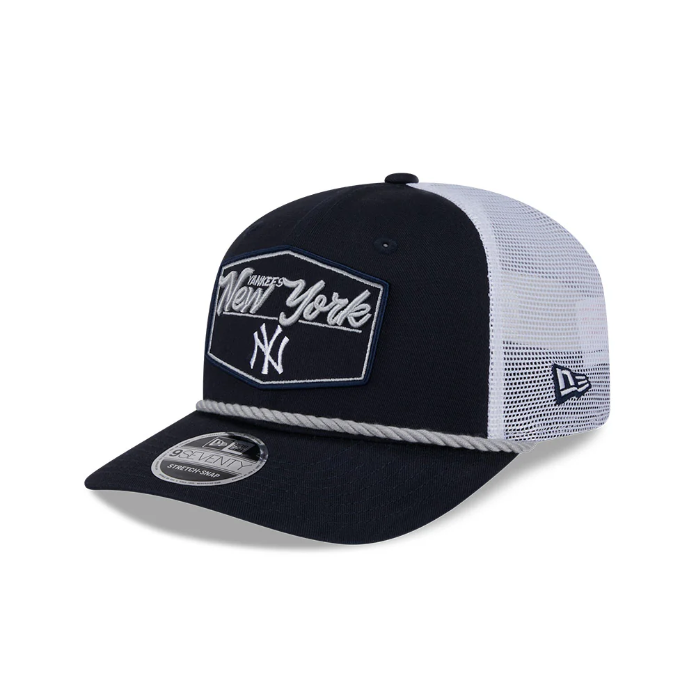 New Era 9Seventy New York Yankees Snapback Trucker Pitch Hat - Navy, White - Image 3