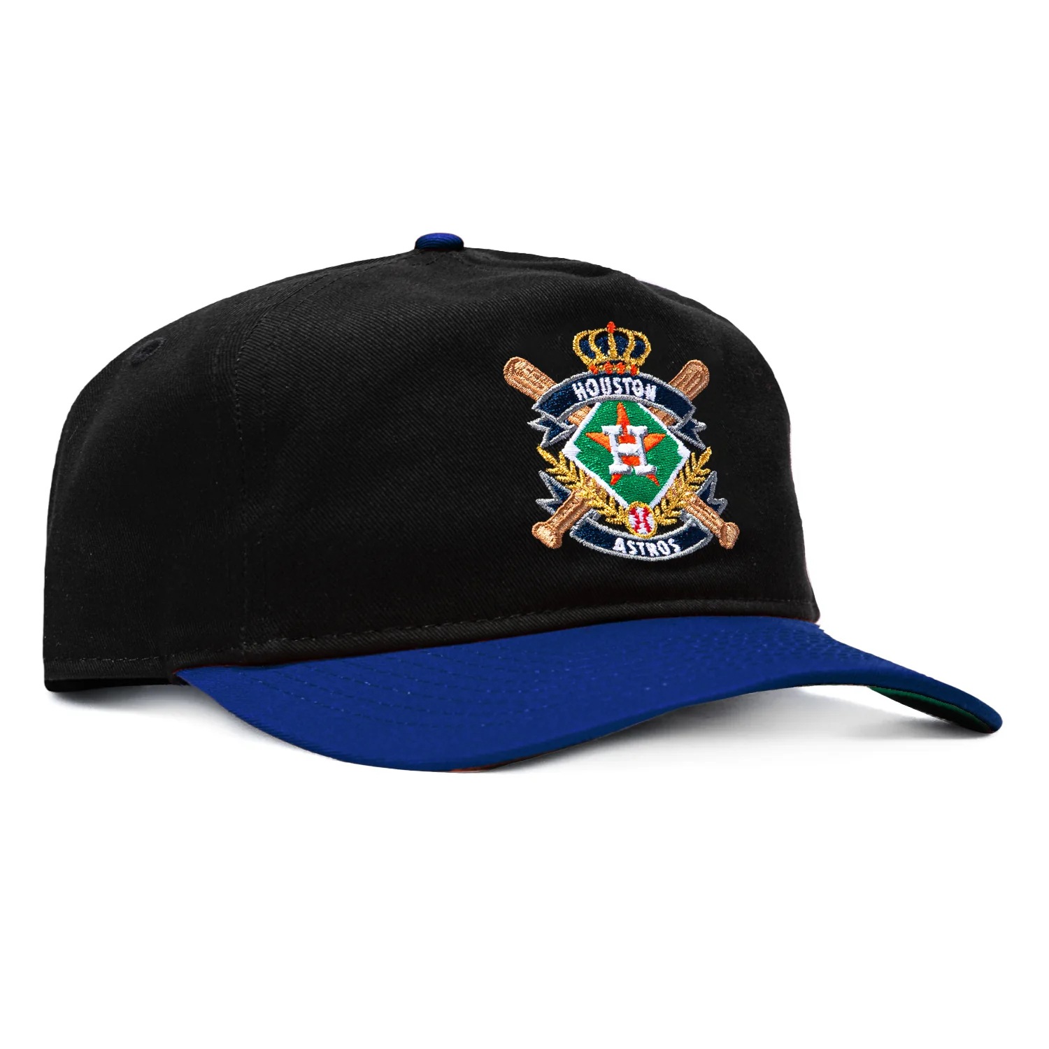 New Era 19Twenty MLB Crest Houston Astros Snapback Pre-curved Hat - Black, Royal