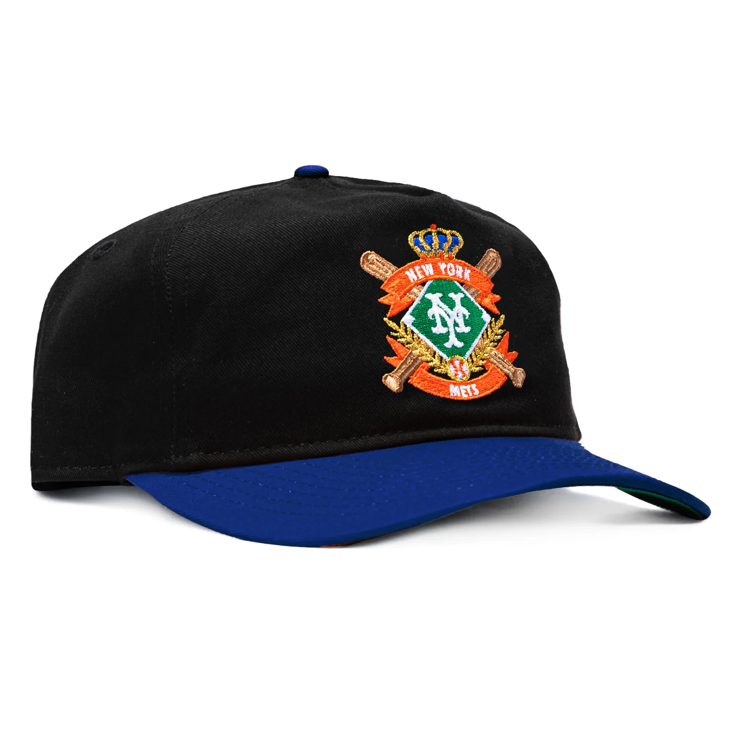 New Era 19Twenty MLB Crest New York Mets Snapback Pre-curved Hat - Black, Royal