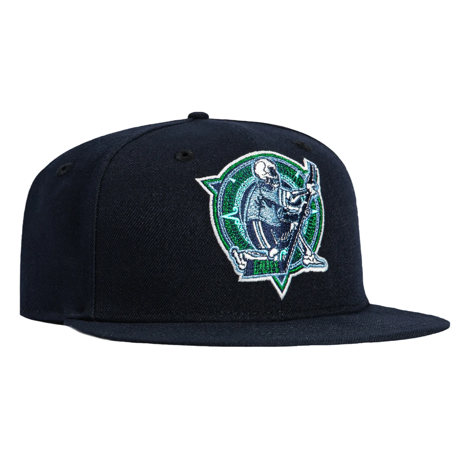New Era 59Fifty Dia de Los Muertos Edmonton Oilers Petroleros Light Blue UV Hat - Navy
