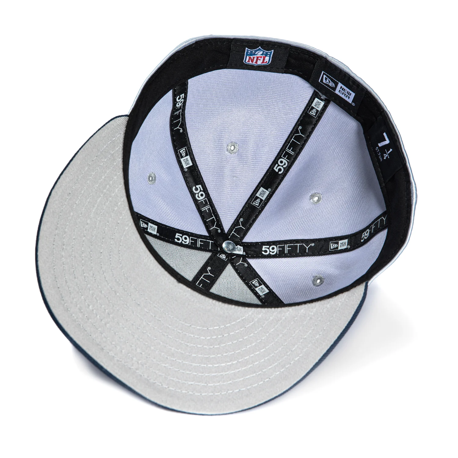 New Era 59Fifty Satin Dallas Cowboys Helmet Logo Patch Hat - Grey, Navy - Image 2