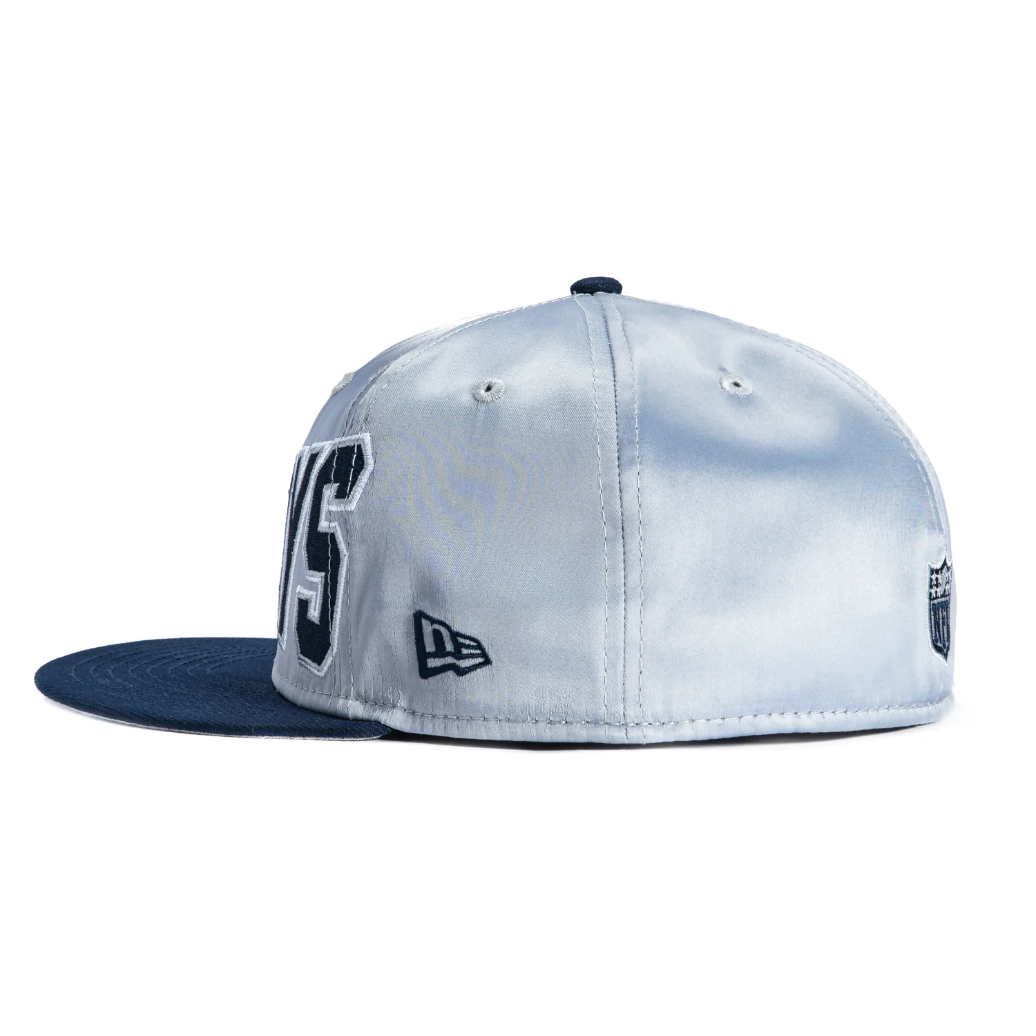 New Era 59Fifty Satin Dallas Cowboys Helmet Logo Patch Hat - Grey, Navy - Image 3
