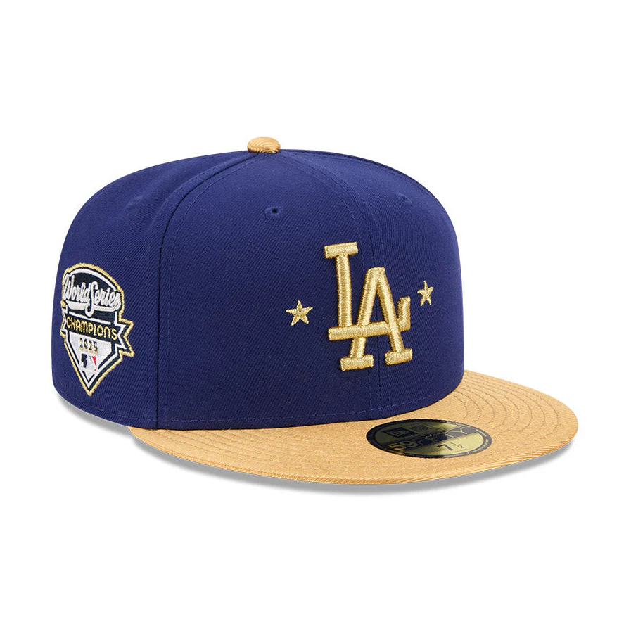New Era 59Fifty Los Angeles Dodgers 2025 World Series Patch Gold Hat - Royal, Gold