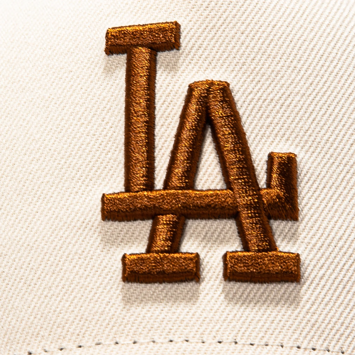 New Era 9Forty A-Frame Los Angeles Dodgers 2025 World Series Patch Snapback Hat - Cream, Brown - Image 3
