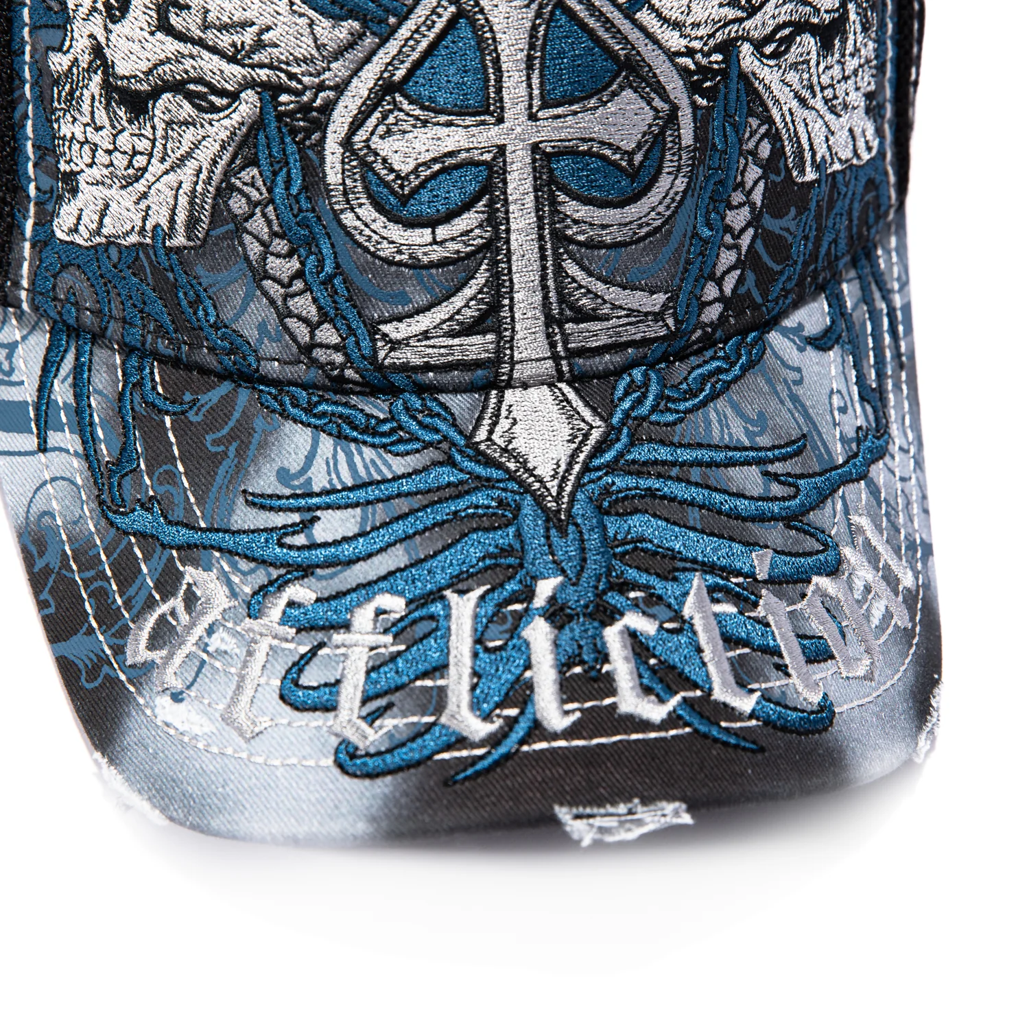 Affliction Charred Martyr Trucker Snapback Hat - Blue, Black - Image 5