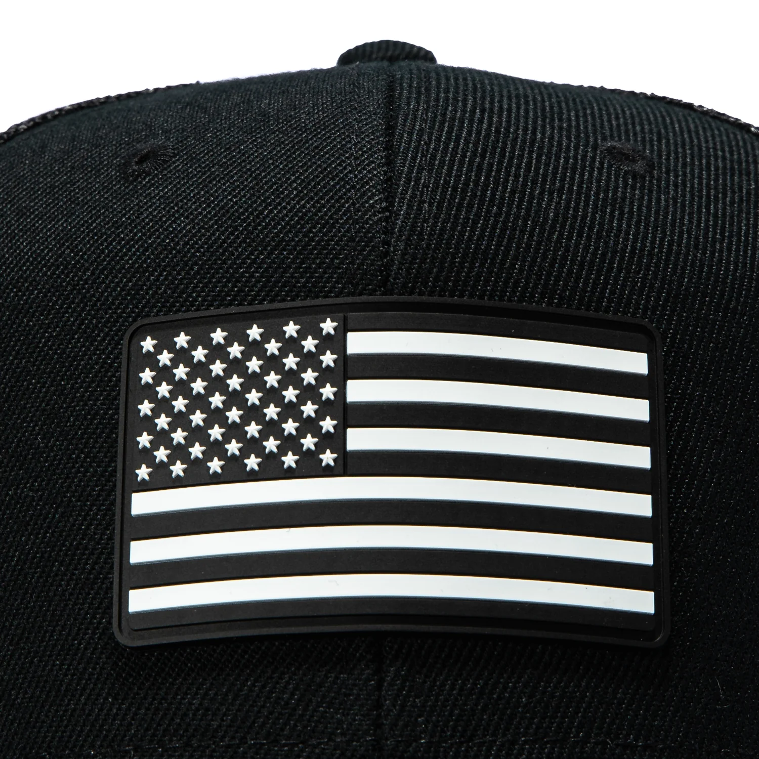 Branded Bills Old Glory Vintage Trucker Snapback Curved Hat - Black, White - Image 3