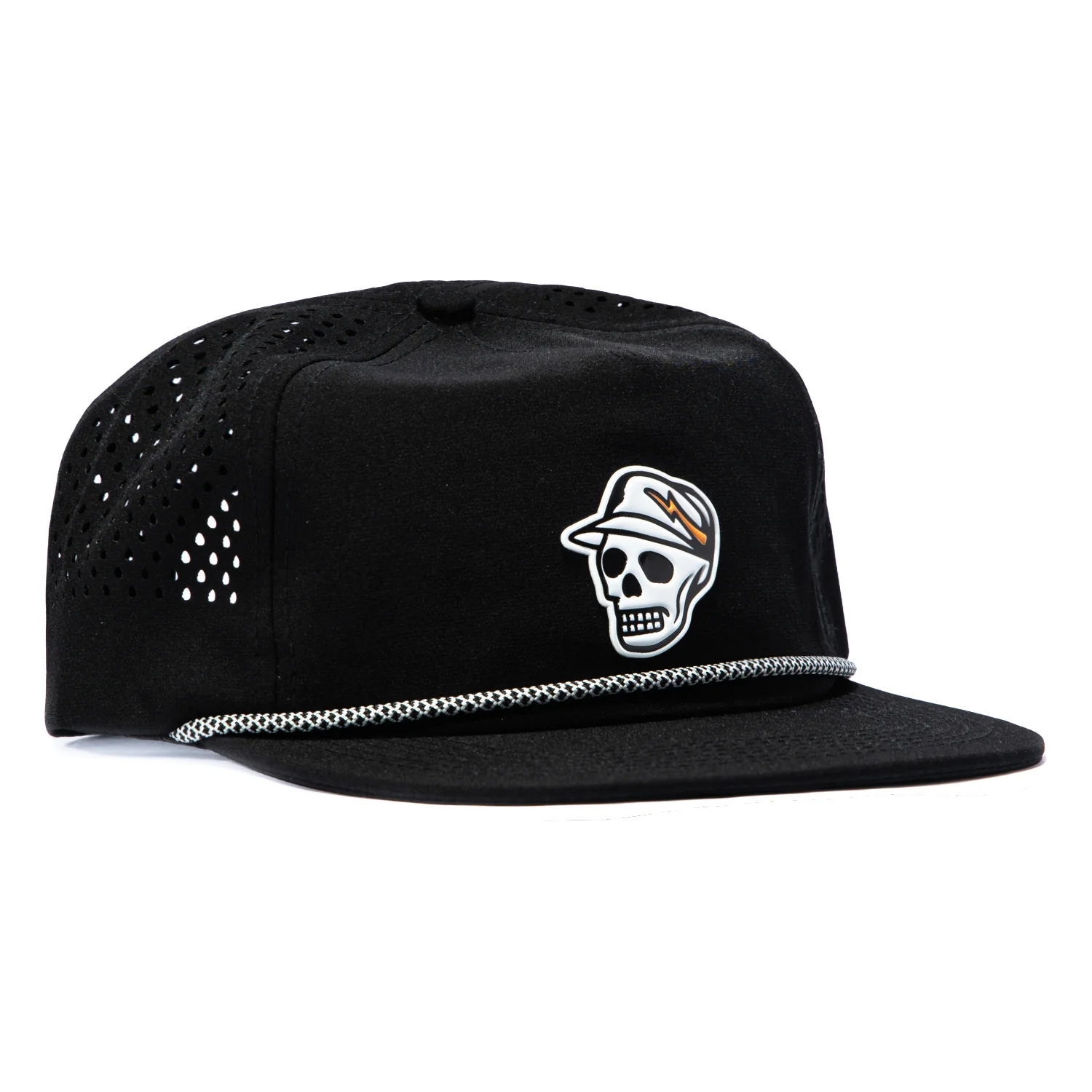 Devereux Skull Caddie Perf Adjustable Snapback Hat - Black
