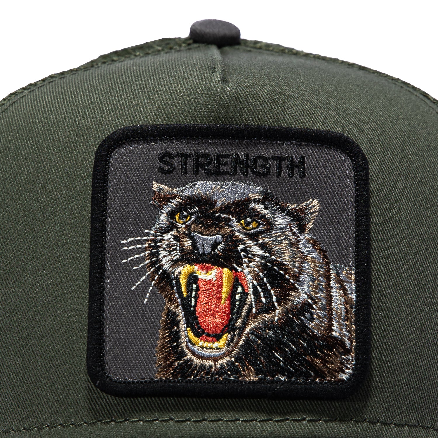 Goorin Bros Strength Panther Adjustable Snapback Trucker Hat - Olive, Grey - Image 3