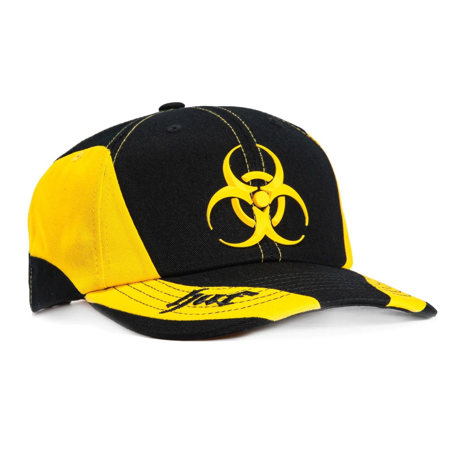 Huf Sector Biohazard Snapback Hat - Black & Yellow