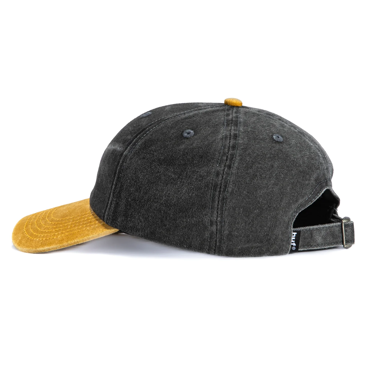 Huf Two Tone 1989 Washed Strapback Adjustable Hat - Black Washed, Khaki - Image 2