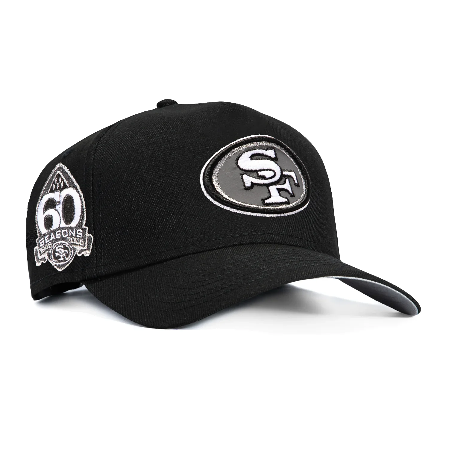 New Era 9Forty A-Frame Reflective San Francisco 49ers 60th Anniversary Patch Snapback Hat - Black