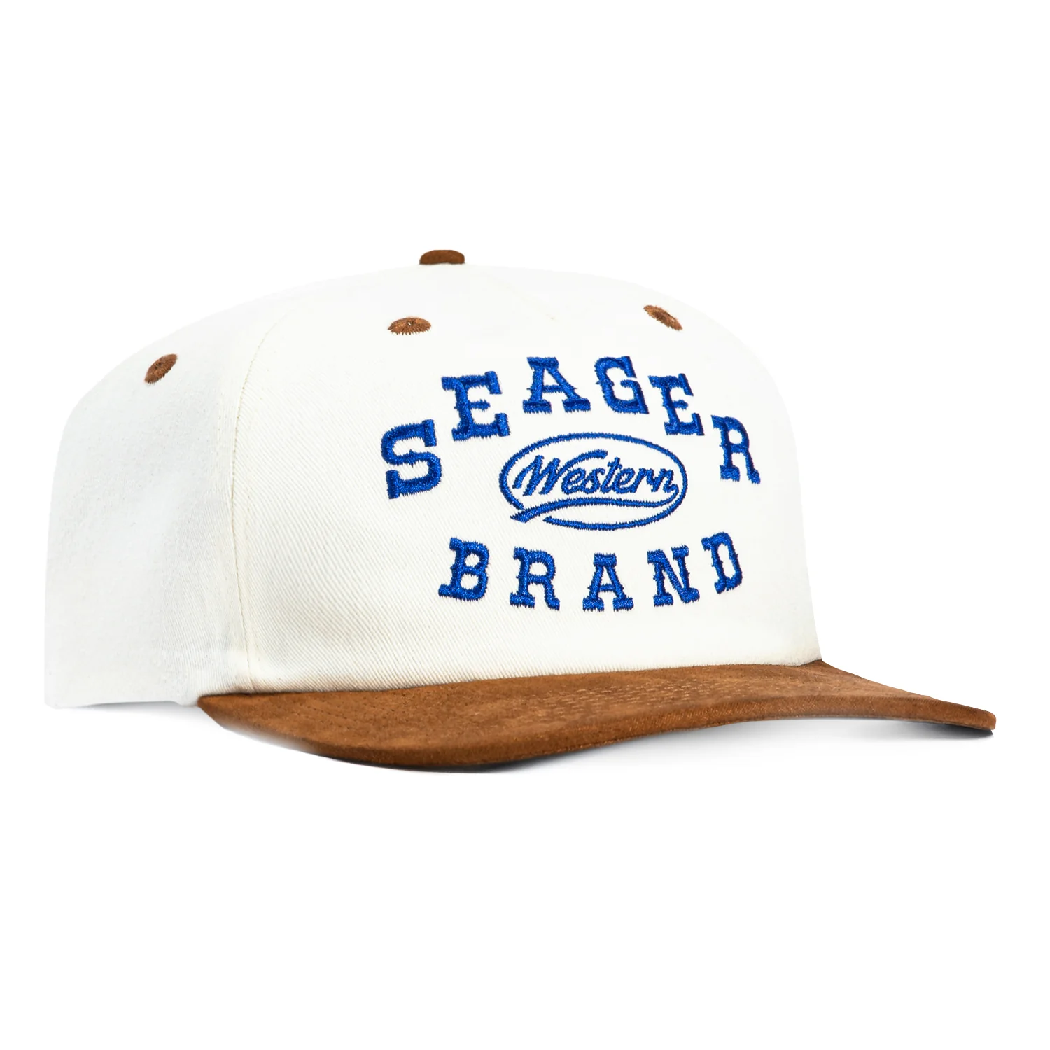 Seager Western Brand Salon Snapback Hat - White, Brown