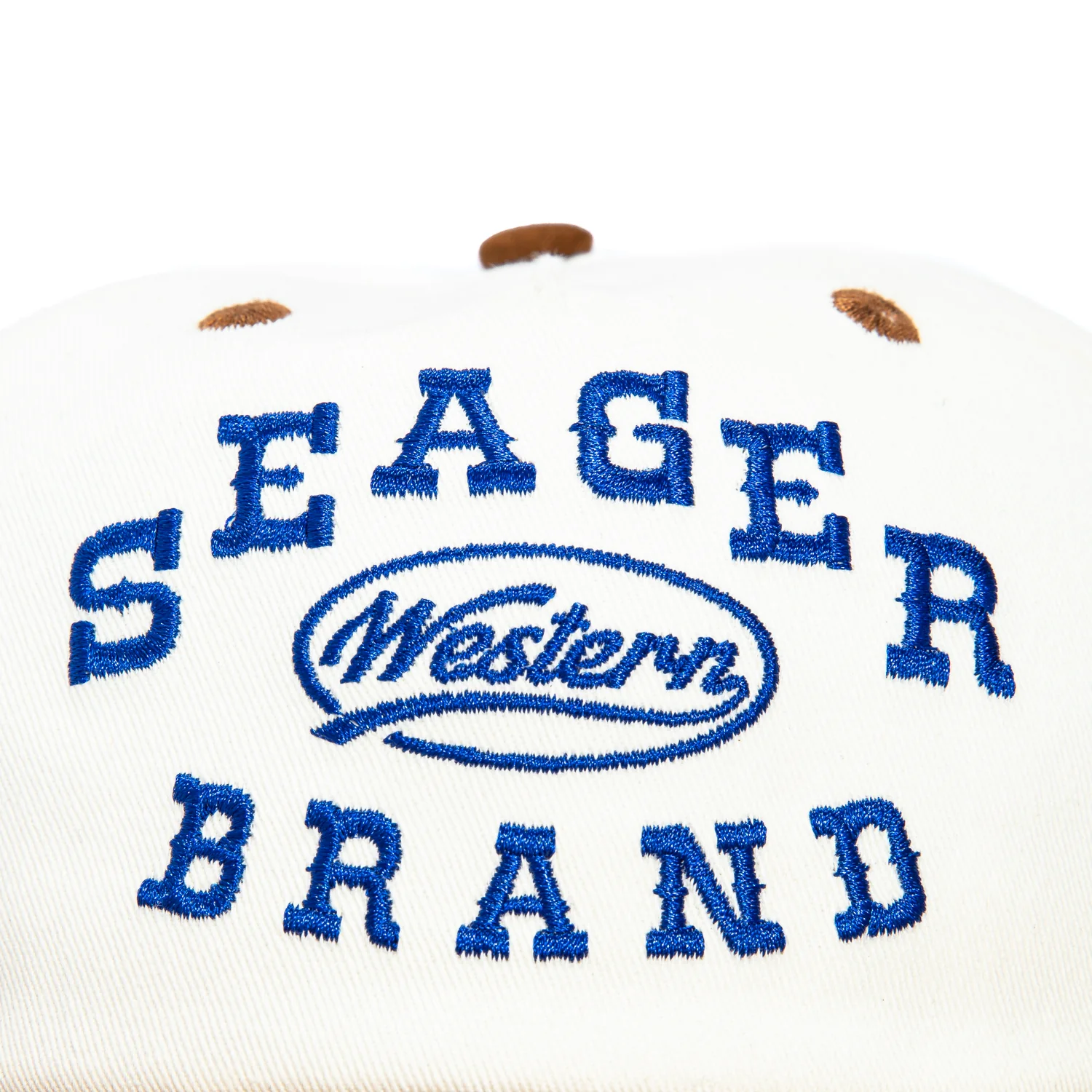 Seager Western Brand Salon Snapback Hat - White, Brown - Image 3