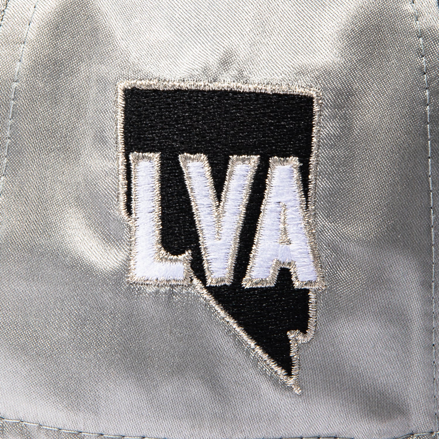 New Era 9Fifty A-Frame Las Vegas Aces State Patch Satin Snapback Rhinestone Hat - Grey, Black - Image 4