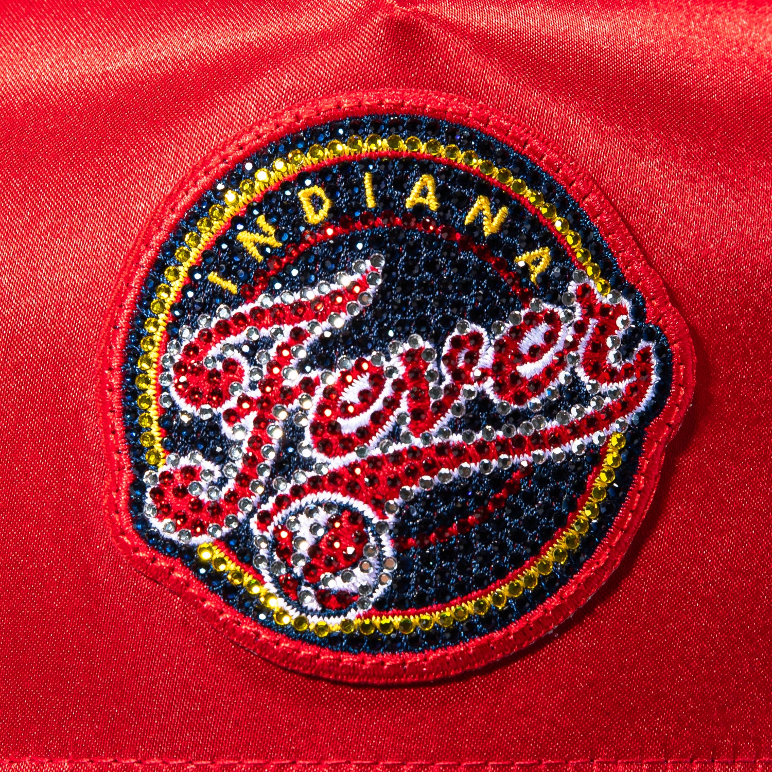 New Era 9Fifty A-Frame Indiana Fever State Patch Satin Snapback Rhinestone Hat - Red, Navy - Image 3