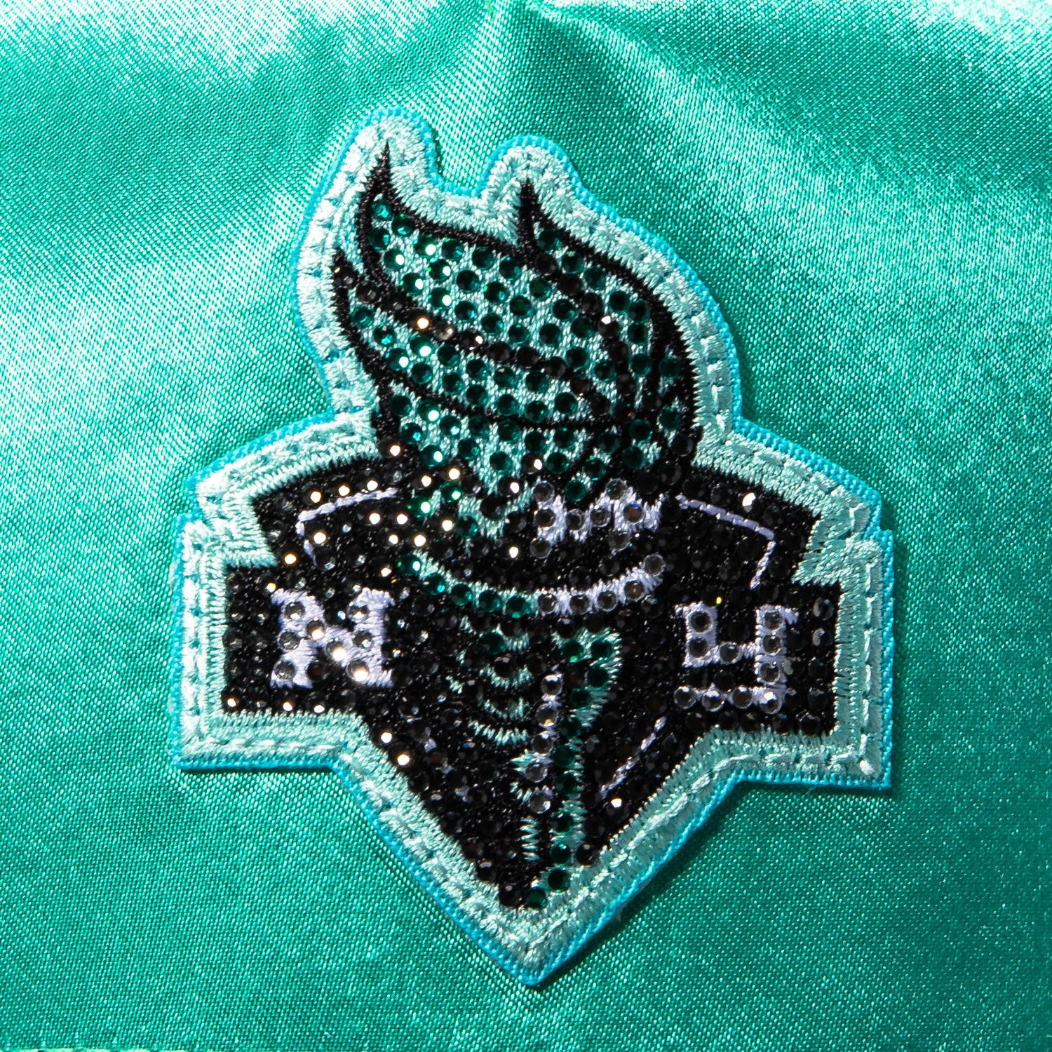New Era 9Fifty A-Frame New York Liberty State Patch Satin Snapback Rhinestone Hat - Mint, Black - Image 3