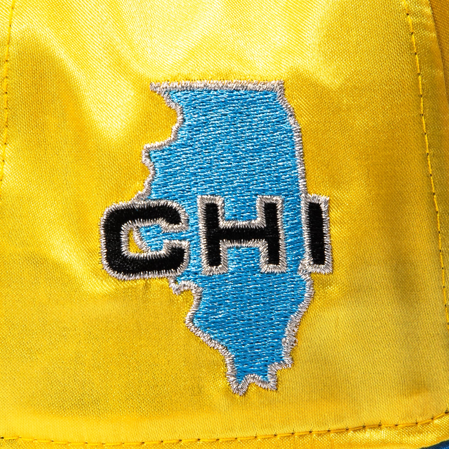 New Era 9Fifty A-Frame Chicago Sky State Patch Satin Snapback Rhinestone Hat - Gold, Light Blue - Image 4