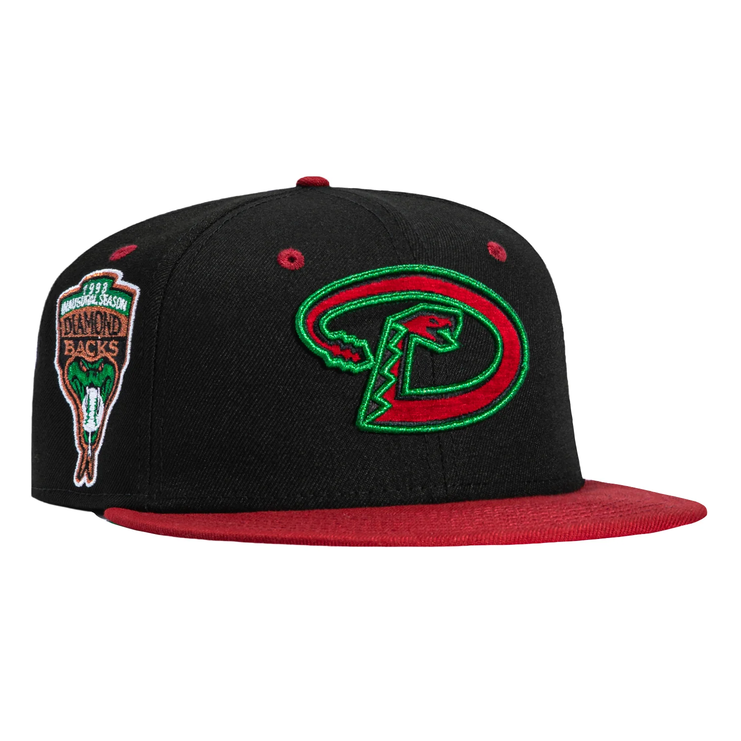 New Era 59Fifty Holiday Party Arizona Diamondbacks Inaugural Patch D Hat - Black, Sedona Red