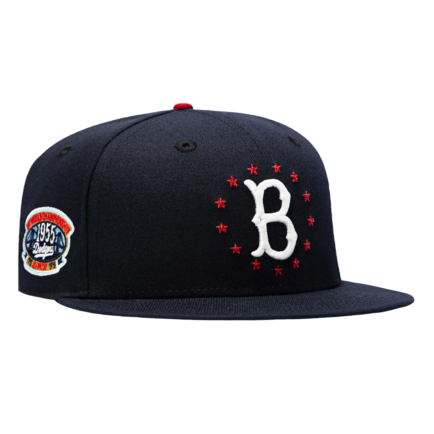 New Era 59Fifty Star Spangled Bangers Brooklyn Dodgers 1955 World Series Patch Red UV Hat - Navy