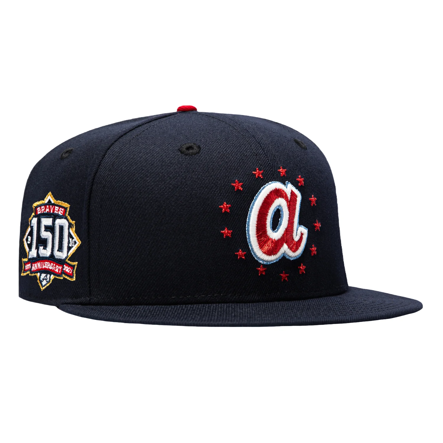 New Era 59Fifty Star Spangled Bangers Atlanta Braves 150th Anniversary Patch Red UV Hat - Navy