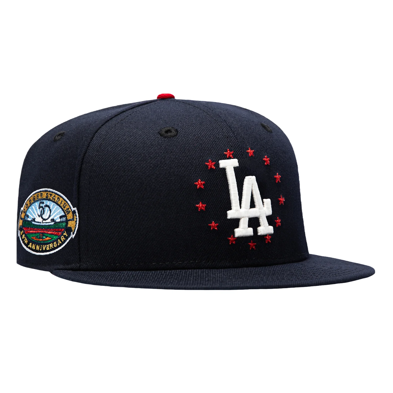 New Era 59Fifty Star Spangled Bangers Los Angeles Dodgers 50th Anniversary Stadium Patch Red UV Hat - Navy