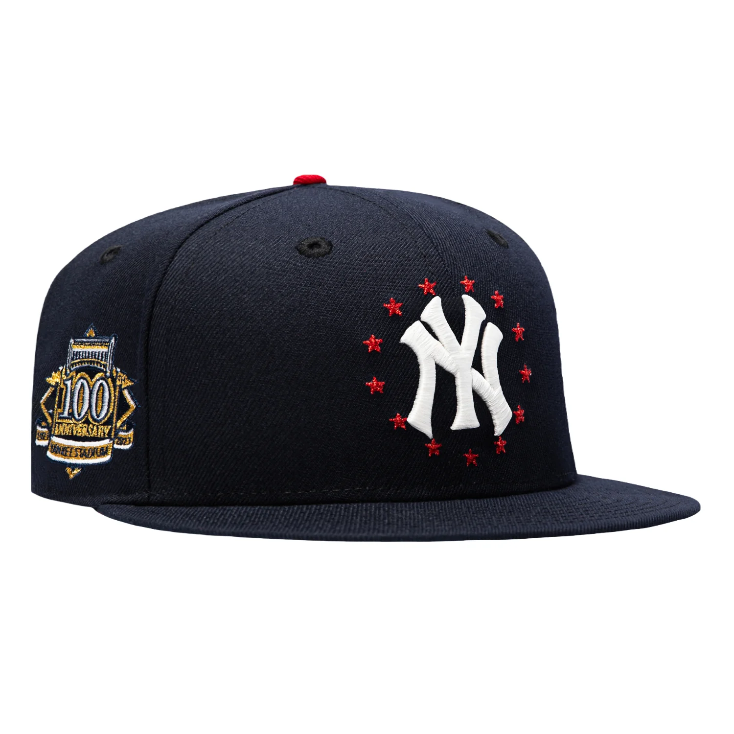 New Era 59Fifty Star Spangled Bangers New York Yankees 100th Anniversary Stadium Patch Red UV Hat - Navy