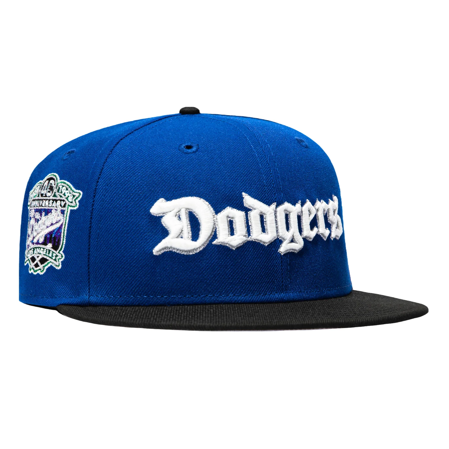 New Era 59Fifty Flawless Victory Los Angeles Dodgers 40th Anniversary Patch Old English Script Hat - Royal, Black