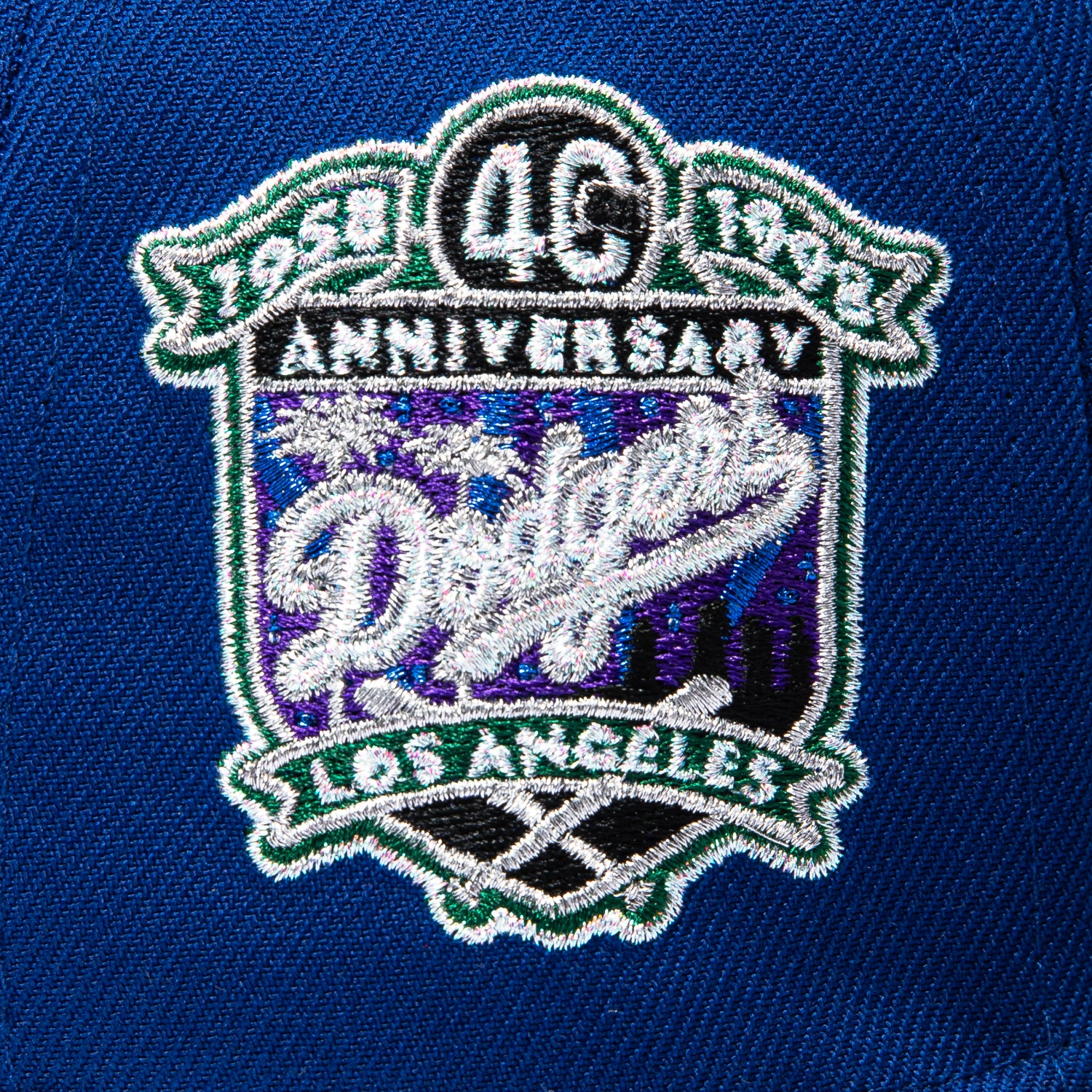 New Era 59Fifty Flawless Victory Los Angeles Dodgers 40th Anniversary Patch Old English Script Hat - Royal, Black - Image 5