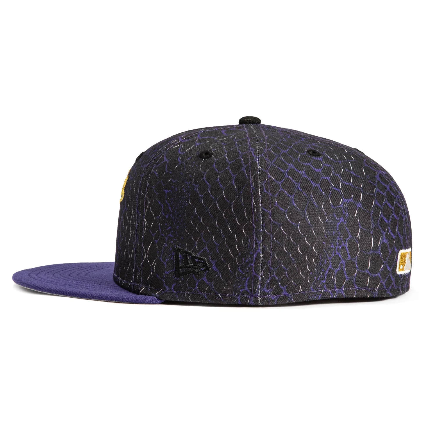 New Era 59Fifty Mamba Day Los Angeles Dodgers 8x World Series Champions Patch Script Hat - Black, Purple - Image 3