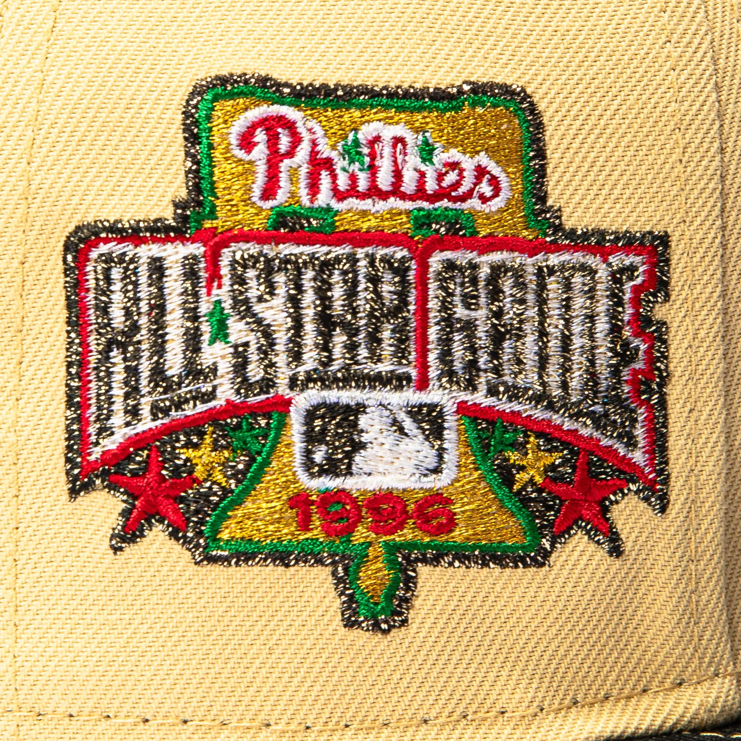 New Era 59Fifty May the Fourth Philadelphia Phillies 1996 All Star Game Patch Contrast Stitch Hat - Tan, Black, Metallic Gold - Image 5