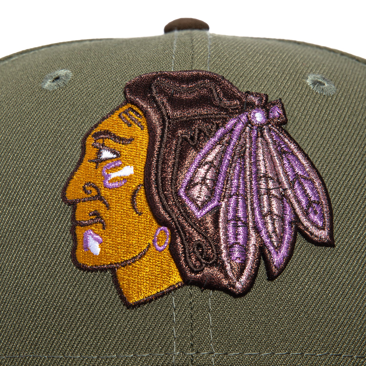 New Era 59Fifty Metallics Chicago Blackhawks Chicago Stadium Patch Hat - Olive, Brown - Image 4