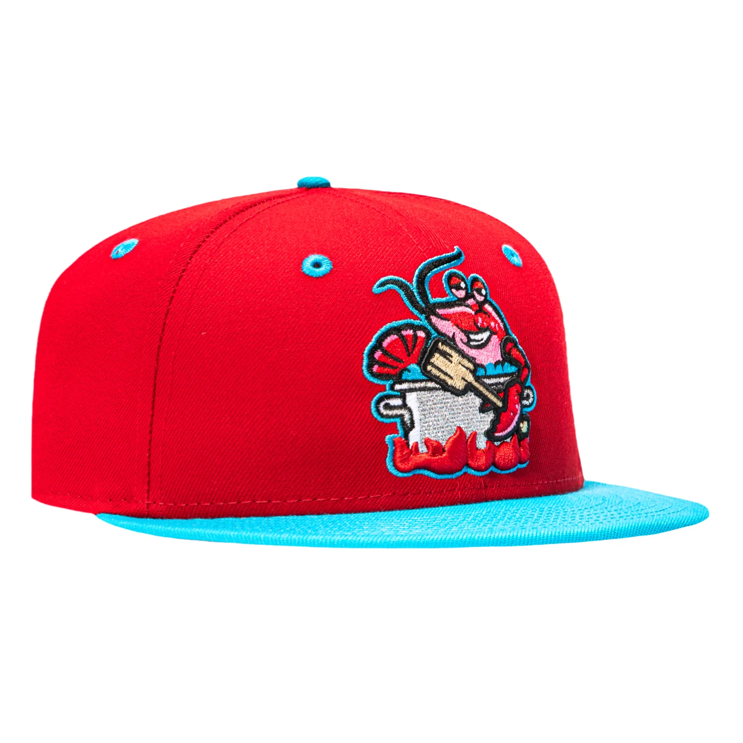 New Era 59Fifty Biloxi Shuckers Mudbugs Hat - Red, Neon Blue