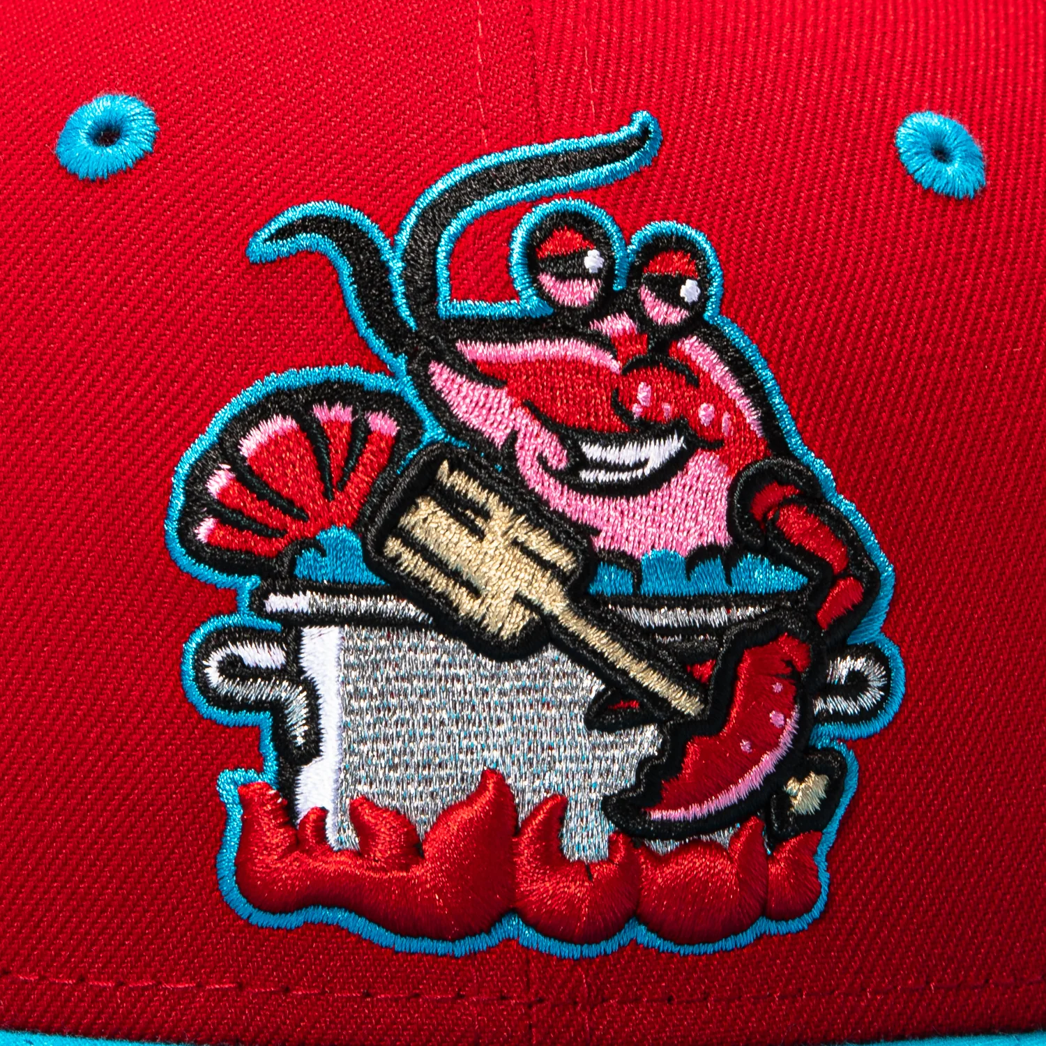 New Era 59Fifty Biloxi Shuckers Mudbugs Hat - Red, Neon Blue - Image 4