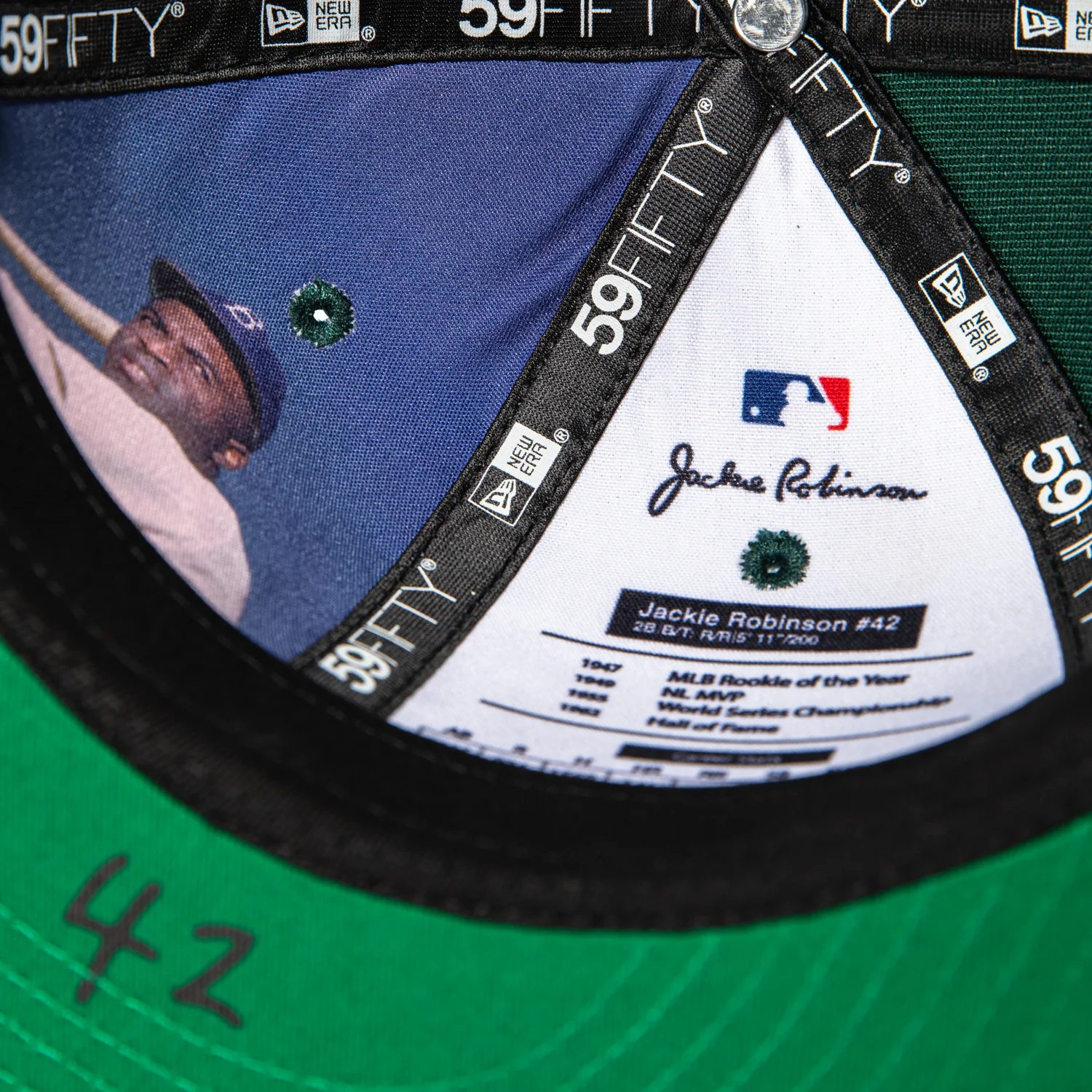 New Era 59Fifty Oakland Athletics 42 Jackie Robinson Patch Hat - Green - Image 6