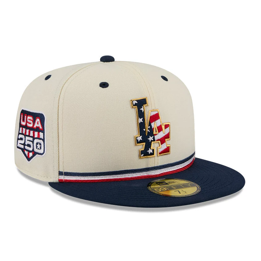 New Era 59Fifty 2026 MLB 4th of July Los Angeles Dodgers 250th Anniversary Patch Hat - White, Royal