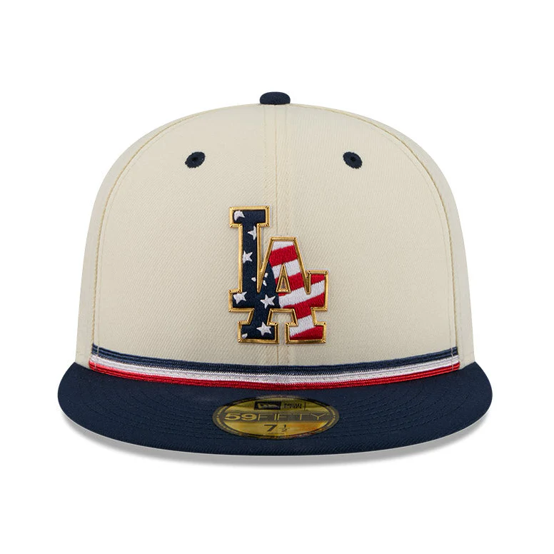 New Era 59Fifty 2026 MLB 4th of July Los Angeles Dodgers 250th Anniversary Patch Hat - White, Royal - Image 2