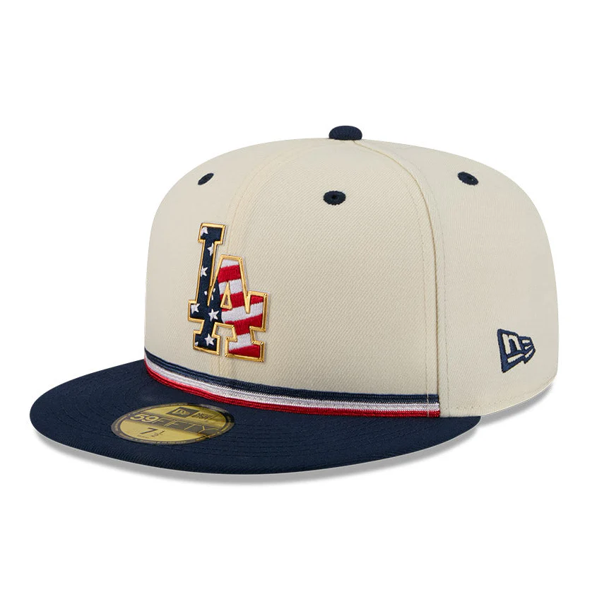 New Era 59Fifty 2026 MLB 4th of July Los Angeles Dodgers 250th Anniversary Patch Hat - White, Royal - Image 3