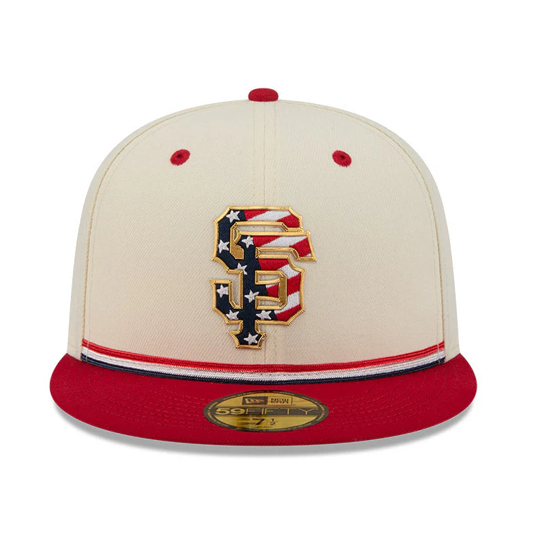 New Era 59Fifty 2026 MLB 4th of July San Francisco Giants 250th Anniversary Patch Hat - White, Red - Image 2