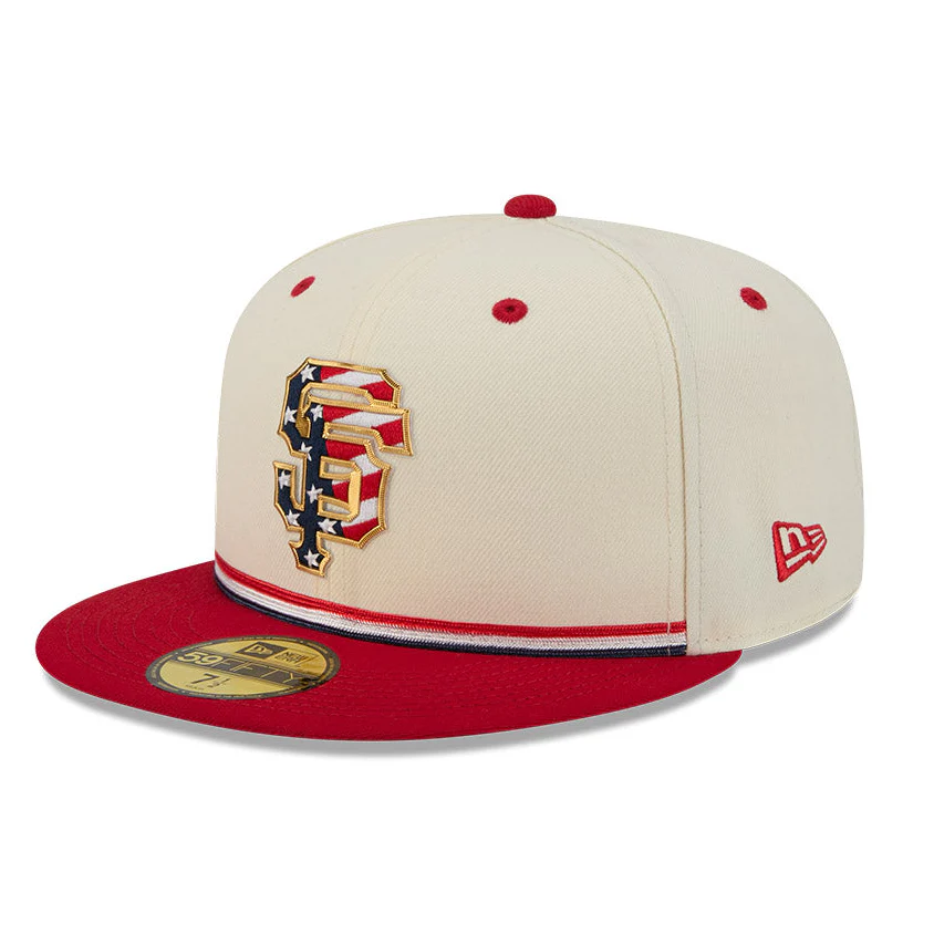New Era 59Fifty 2026 MLB 4th of July San Francisco Giants 250th Anniversary Patch Hat - White, Red - Image 3
