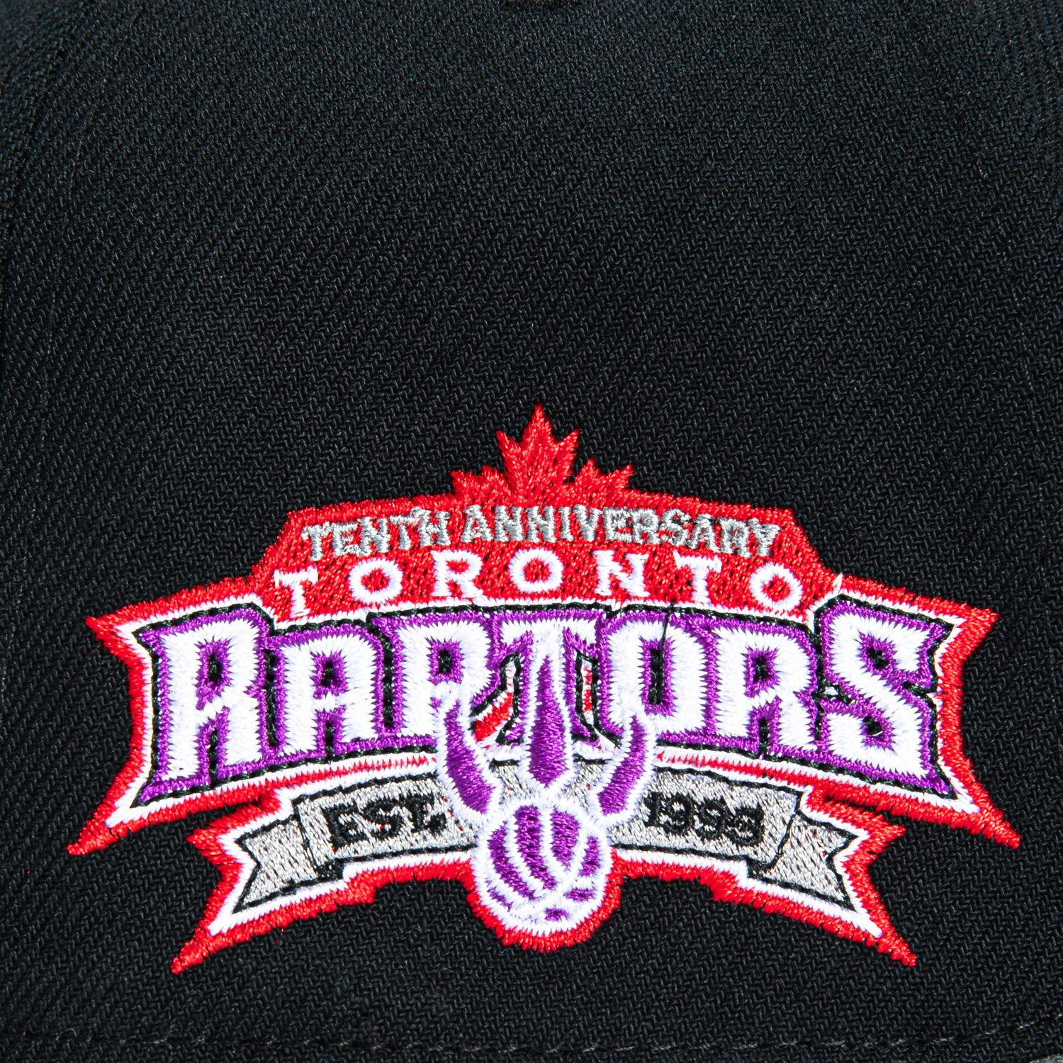 Mitchell & Ness Toronto Raptors 10th Anniversary Patch Snapback Hat - Black, Grey - Image 4