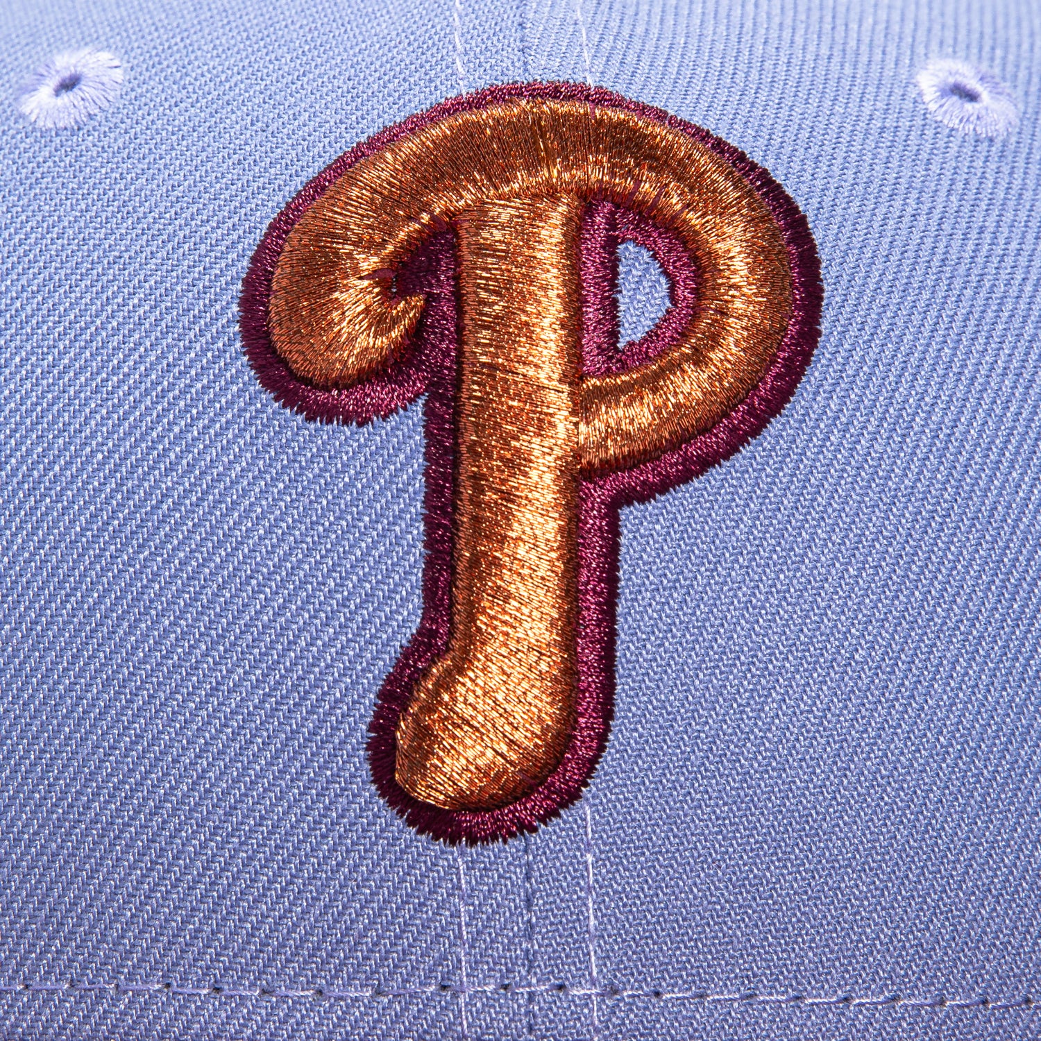 New Era 59Fifty Música Pack Philadelphia Phillies 1952 All Star Game Patch Hat - Lavender, Cardinal, Metallic Copper - Image 4