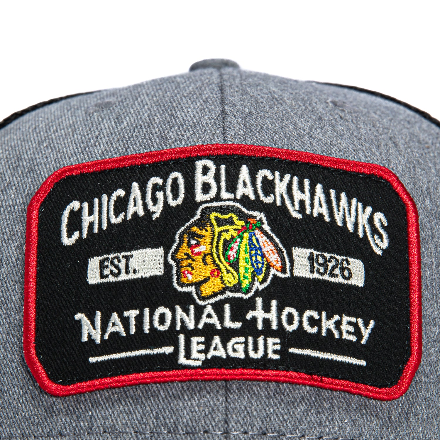 47 Brand MVP Chicago Blackhawks Est. 1926 Patch Trucker Snapback Hat - Charcoal - Image 3