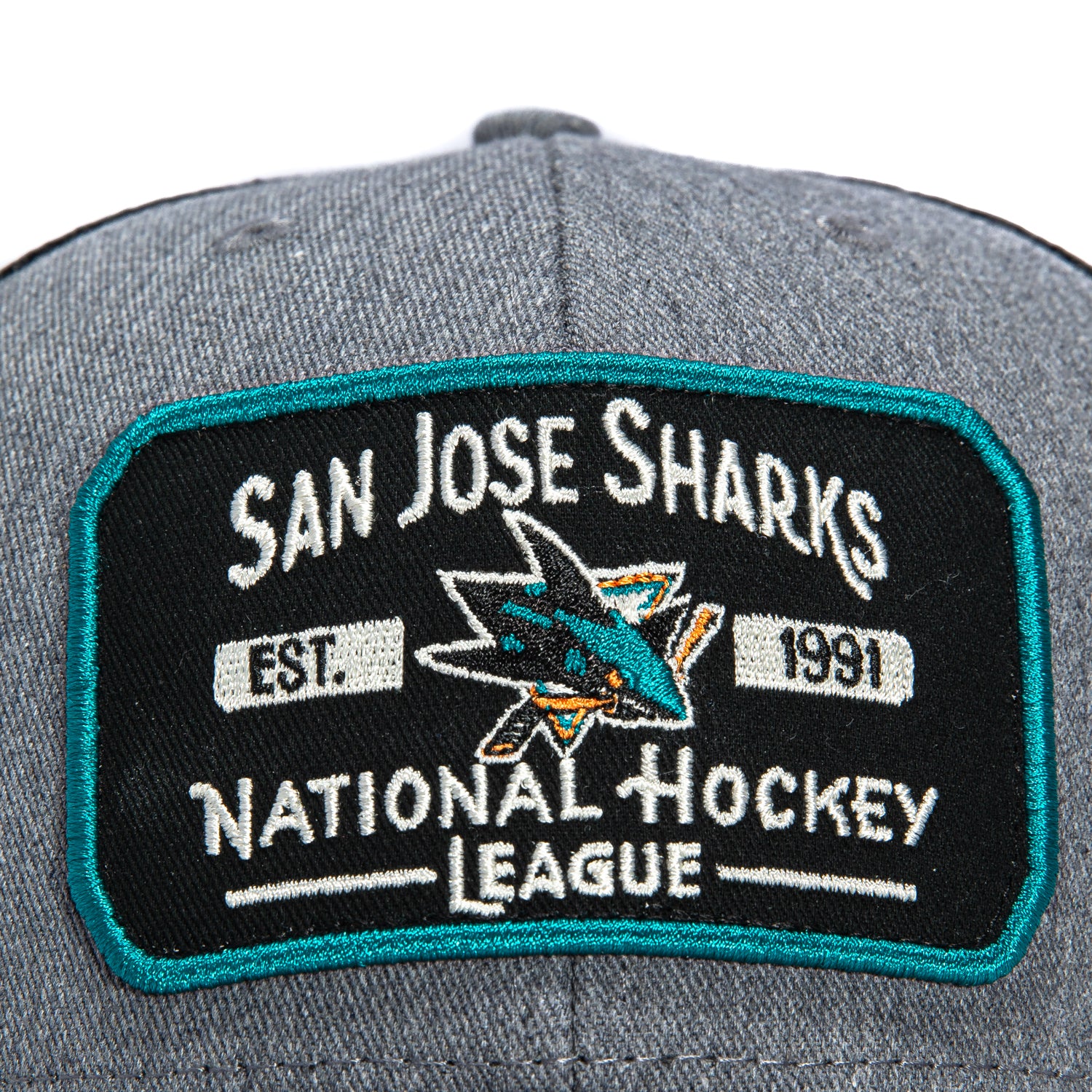 47 Brand MVP San Jose Sharks Est. 1991 Patch Trucker Snapback Hat - Charcoal - Image 3