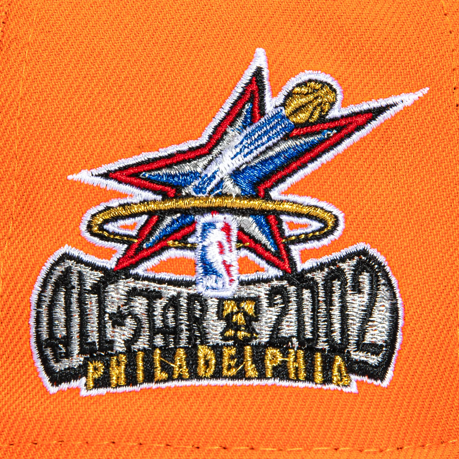 New Era 59Fifty Golden State Warriors 2002 All Star Game Patch 1997 Alternate Hat - Orange, Navy - Image 5