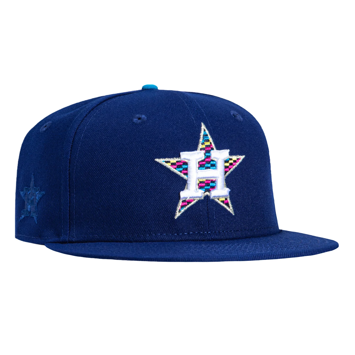New Era 59Fifty Houston Astros Logo Patch Brick Neon Blue Undervisor Hat - Royal