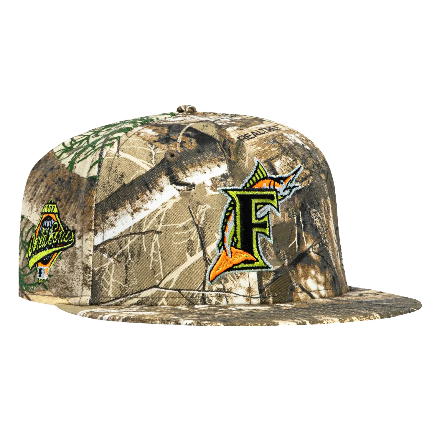 New Era 59Fifty Neon Realtree Miami Marlins 1997 World Series Patch Hat - Realtree