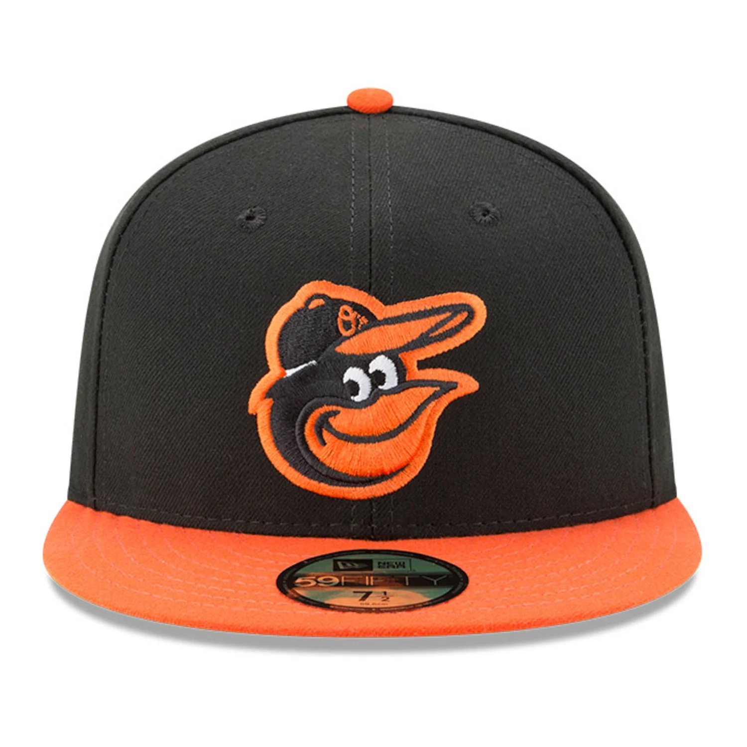 New Era 59Fifty Authentic Collection Baltimore Orioles Road Hat - Black, Orange - Image 2
