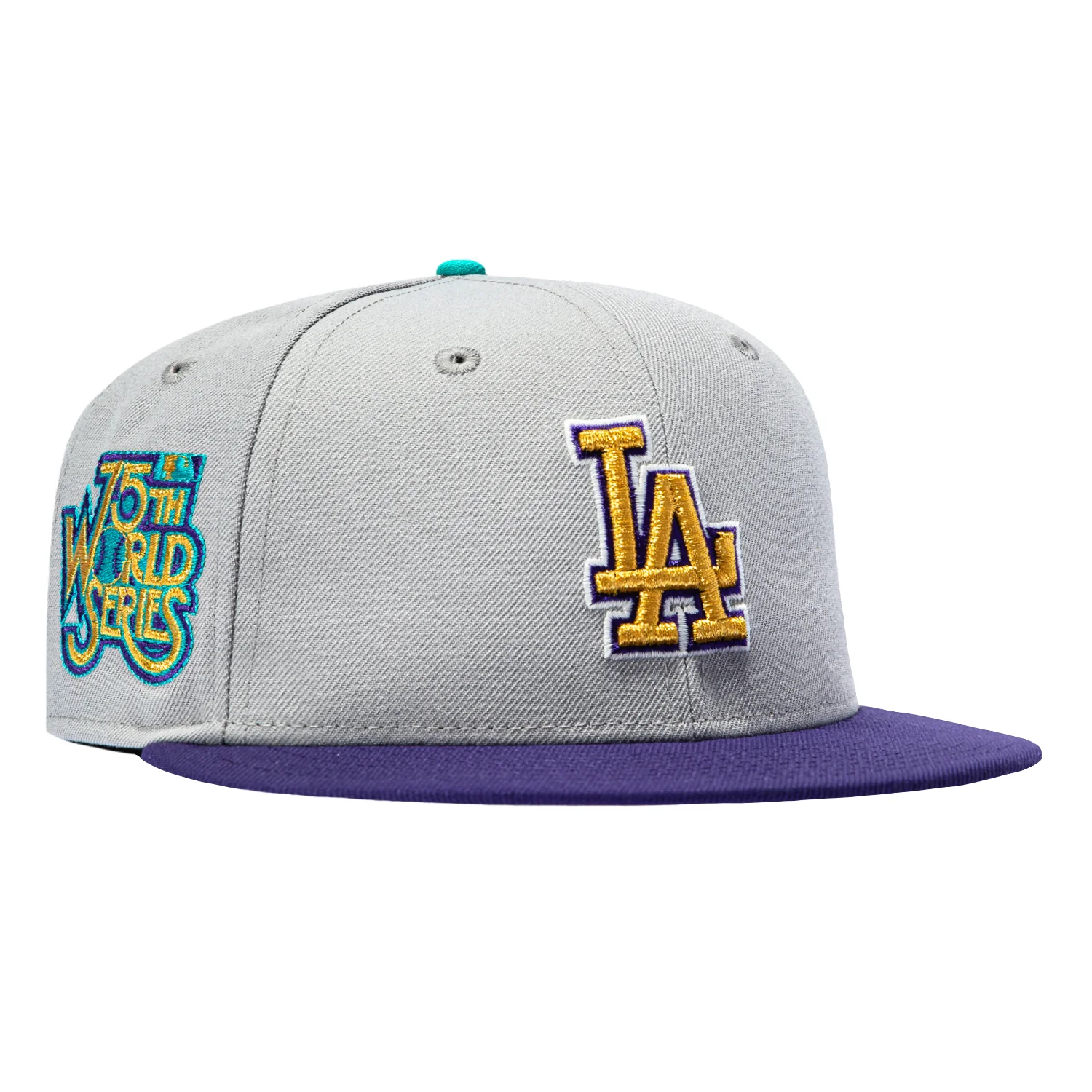 New Era 59Fifty Los Angeles Dodgers 1978 World Series Patch Hat - Grey, Purple, Metallic Gold, Teal