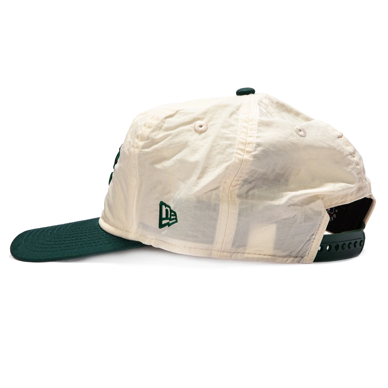 New Era 19Twenty Nylon Oakland Athletics Pre-curved Snapback Hat - Stone, Green - Image 2